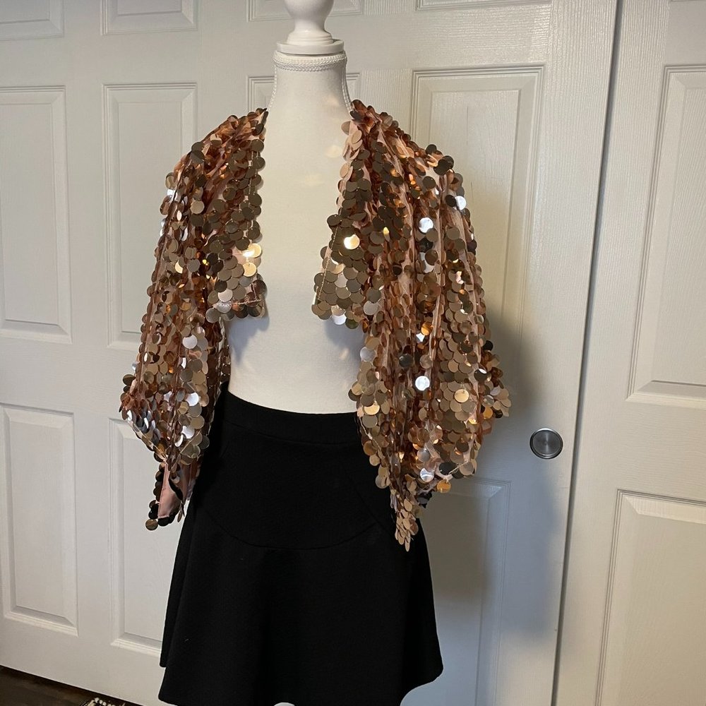 ASOS DESIGN sequin cape in rose gold